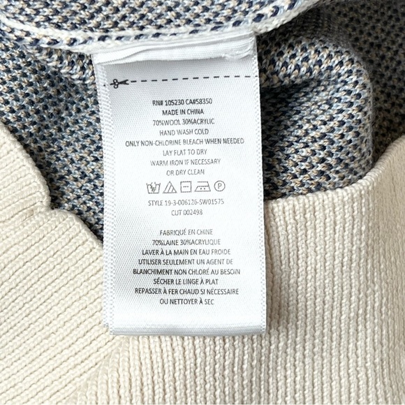 JOIE Wool Plaid Check Knit 3/4 Long Sleeve Crewneck Cropped Pullover Sweater XS - Picture 12 of 14